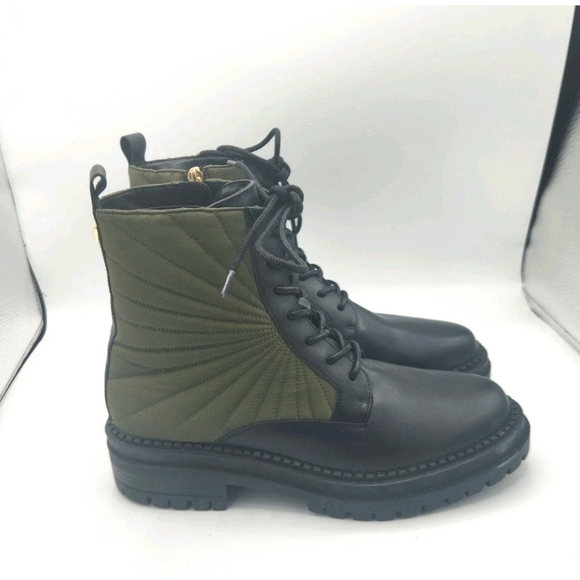 Valdini Klip Olive Green Gold Zip Velour Lining Ankle Boots Womens Size 8.5 NEW - Picture 4 of 14